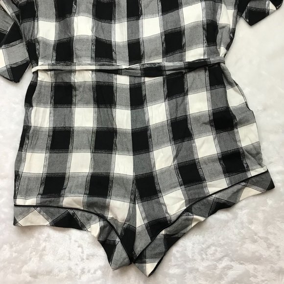 Victoria's‎ Secret Shimmery Plaid Lightweight Flannel PJ Sleep Romper Outfit L - Picture 7 of 14